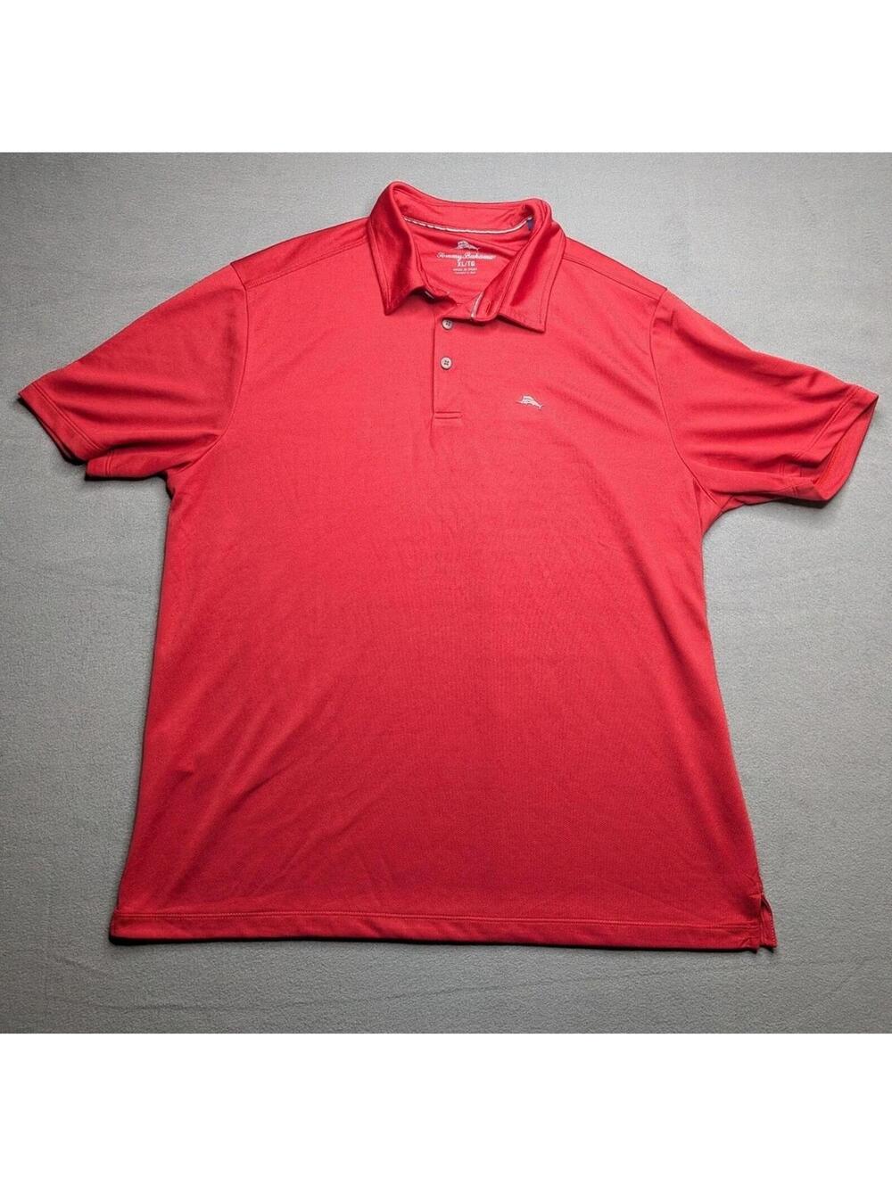 Tommy Bahama Polo Shirt Mens XL Red Solid Knit Short Sleeve Lightweight Logo